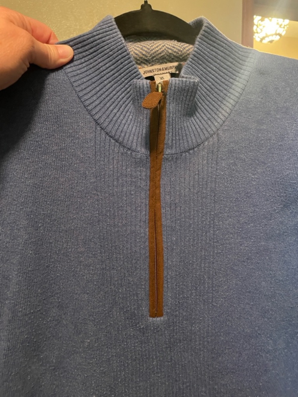 Johnston & Murphy 1/4 Zip-Front Sweater Vest with Mustard Trim